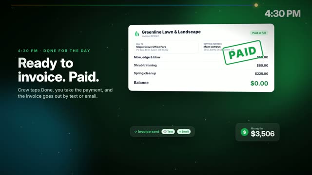 Payments & invoicing screen from the Turf Vizion video